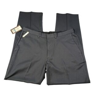 Haggar Mens 38x32 Charcoal Gray Gabardine Straight‎ Fit Dress Pants HD00480 NWT
